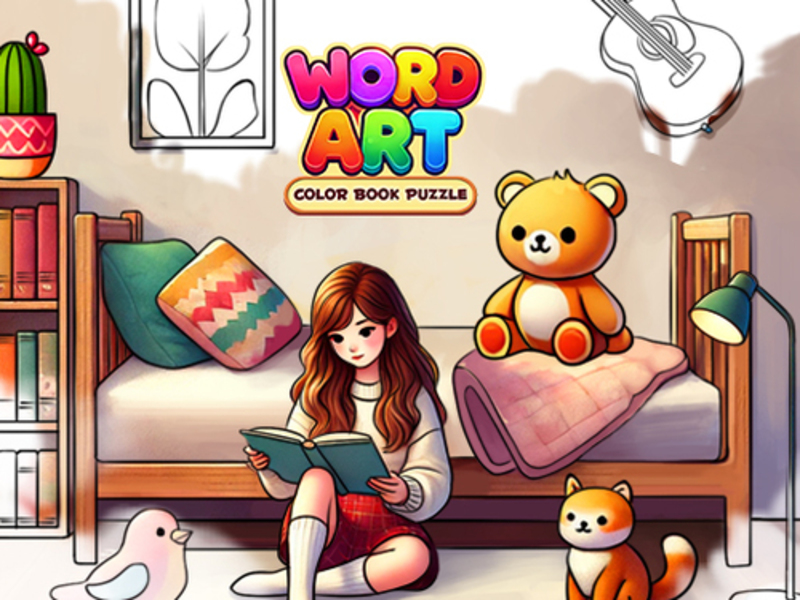 Spel Woordkuns: kleurboek Puzzle aanlyn