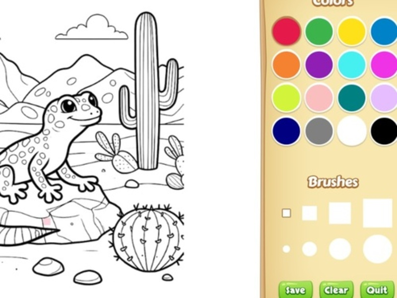 Spel Woestyndiere kleurboek vir kinders aanlyn
